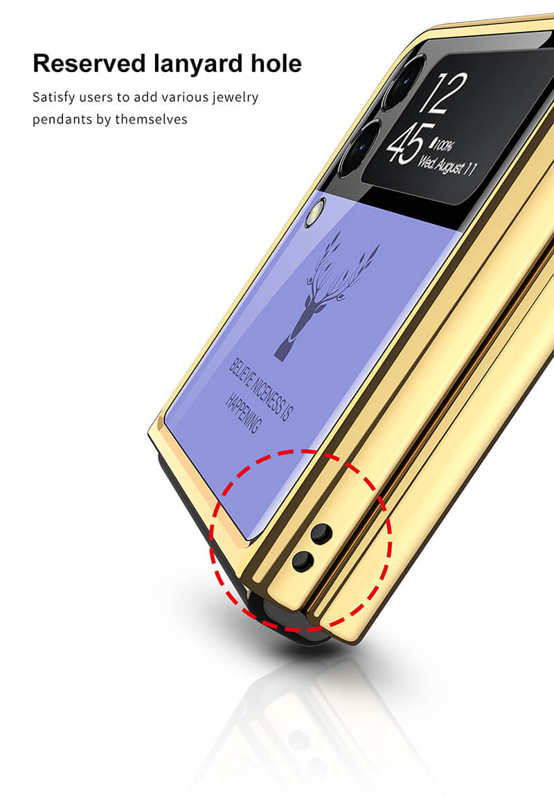 Luxury Deer Glass Samsung Z Flip3 Flip4 Case - dealggo.com