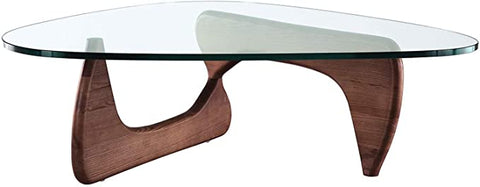 eMod - Mid-Century Modern Triangle Coffee Table Glass Top (Walnut)