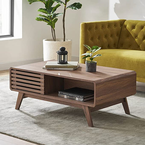 Mopio Ensley Modern Coffee Table, Mid Century Sleek Rectangular Design with Dual Side Storage