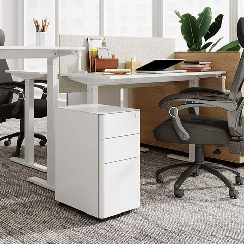 DEVAISE White 3-Drawer Slim Vertical File Cabinet