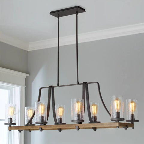 INDUSTRIAL FARMHOUSE WAVY GLASS ISLAND CHANDELIER