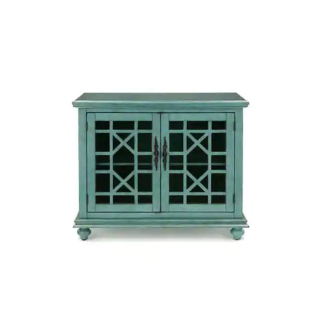 Elegant Teal Composite TV Stand Fits TVs Up to 42 in. with Removable Shelves