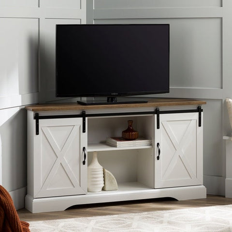 Middlebrook 52-Inch Sliding Barn Door Corner TV Console