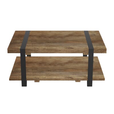 Modesto 42 in. Rustic/Natural Large Rectangle Wood Coffee Table with Shelf