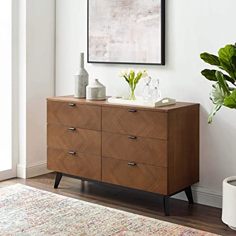 Modway Kali Mid-Century Modern Wood Dresser in Walnut