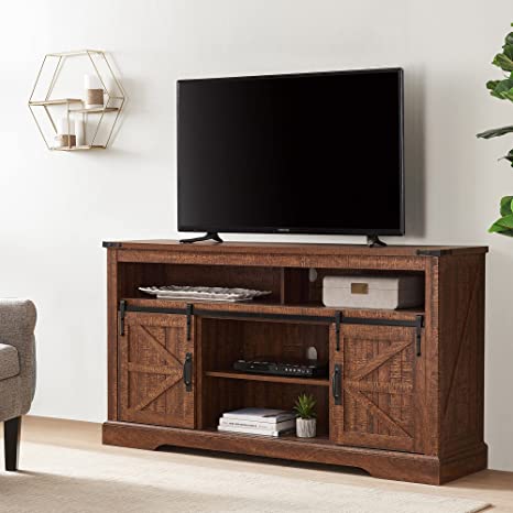 OKD Farmhouse TV Stand with Sliding Barn Doors