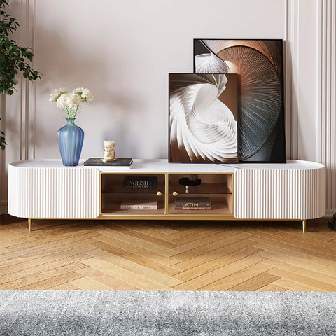 Homary Palley Modern Oval TV Stand with Storage