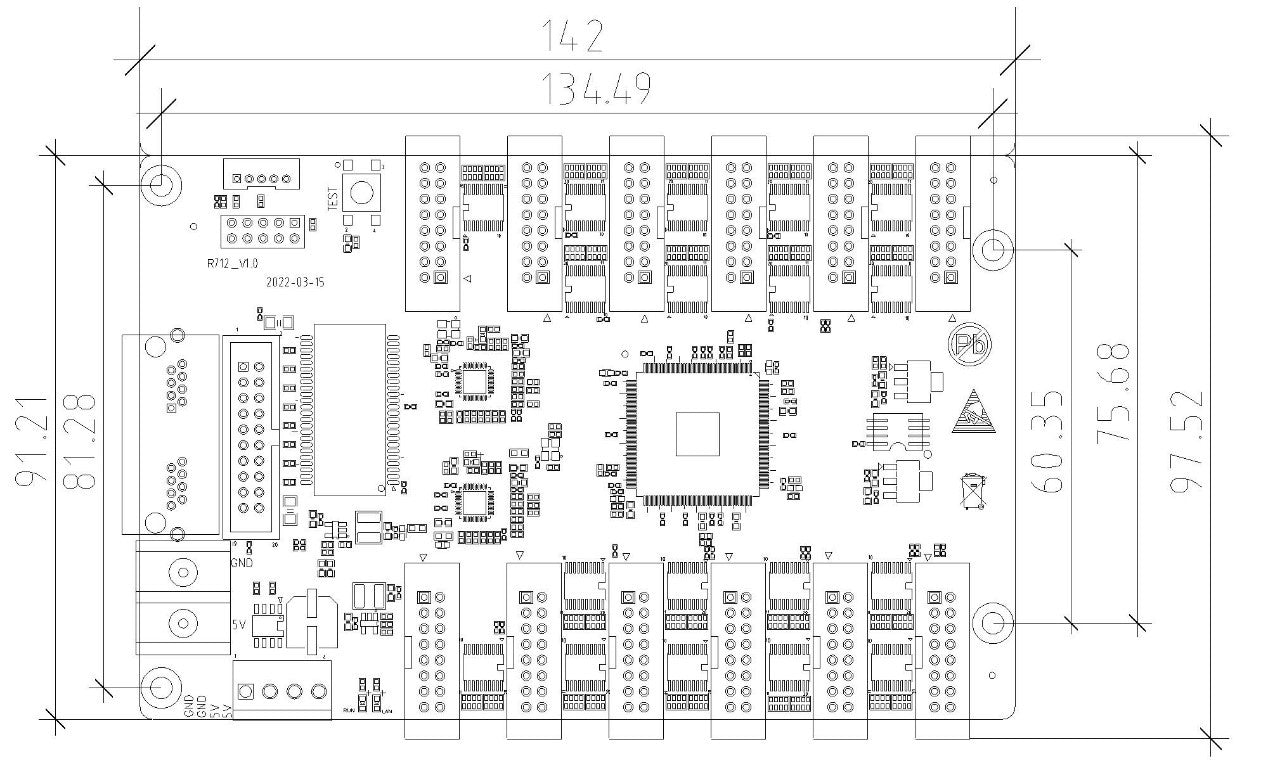 HUB75E Port Receiving Card HD-R712 Dimensions