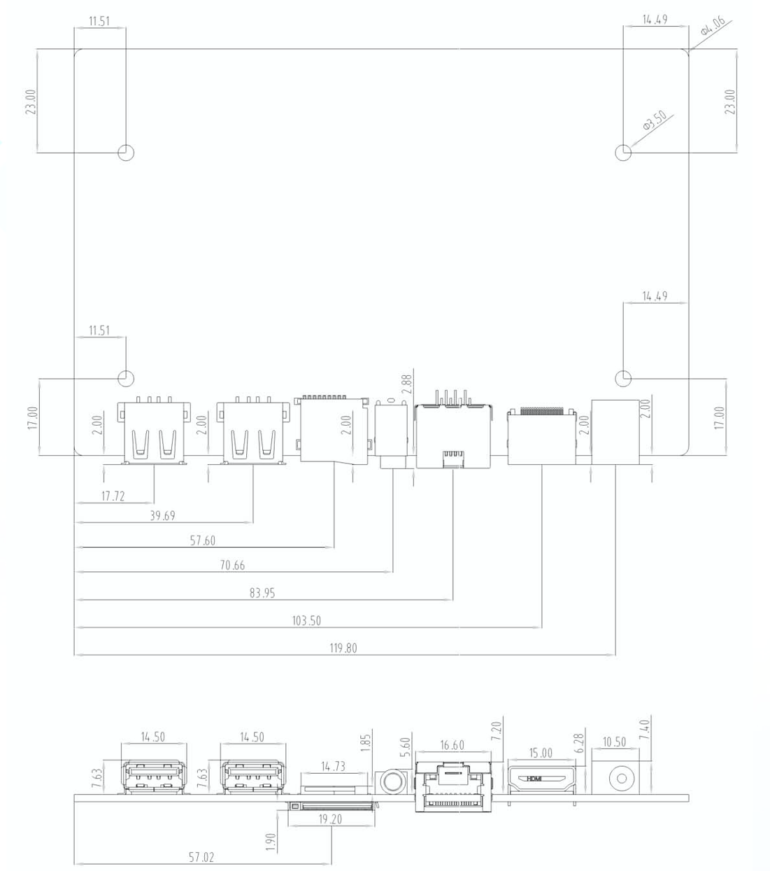 LCD Smart Motherboard HD-M21 Size