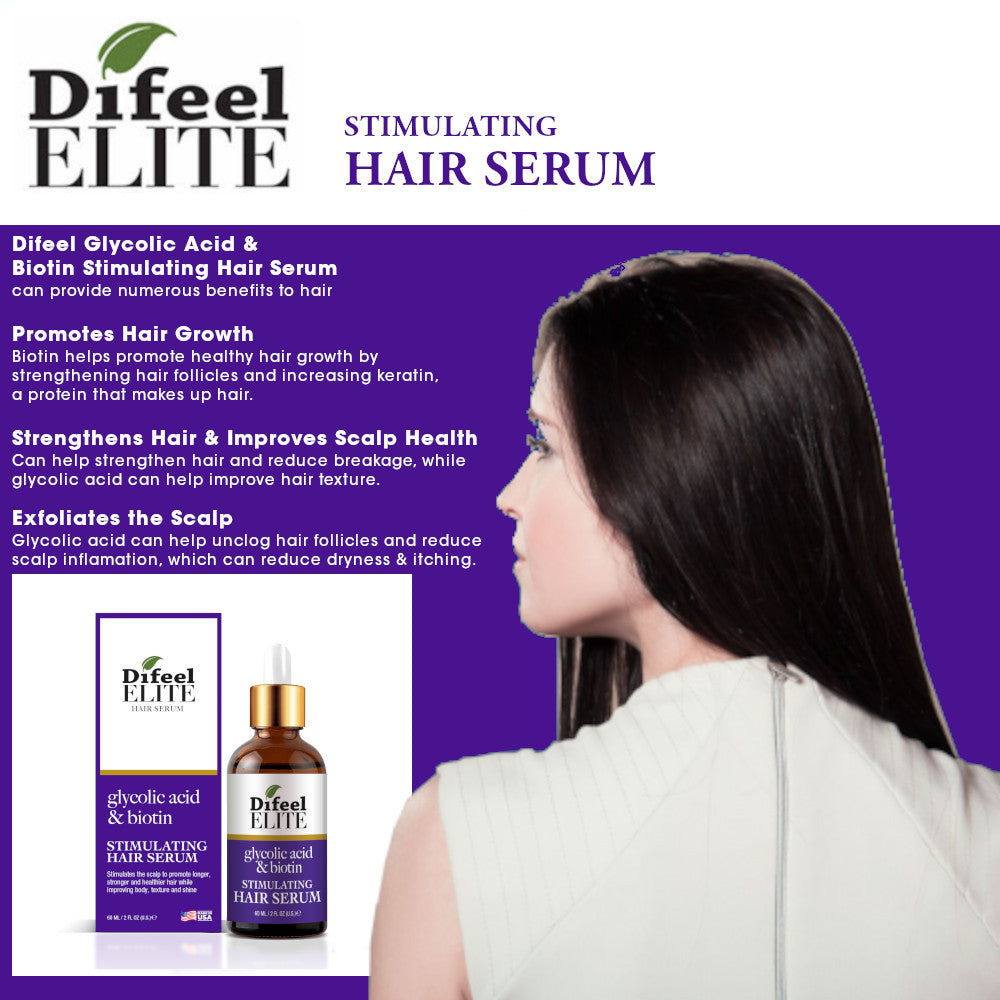 Difeel Elite Glycolic Acid & Biotin Stimulating Hair Serum 2 oz.