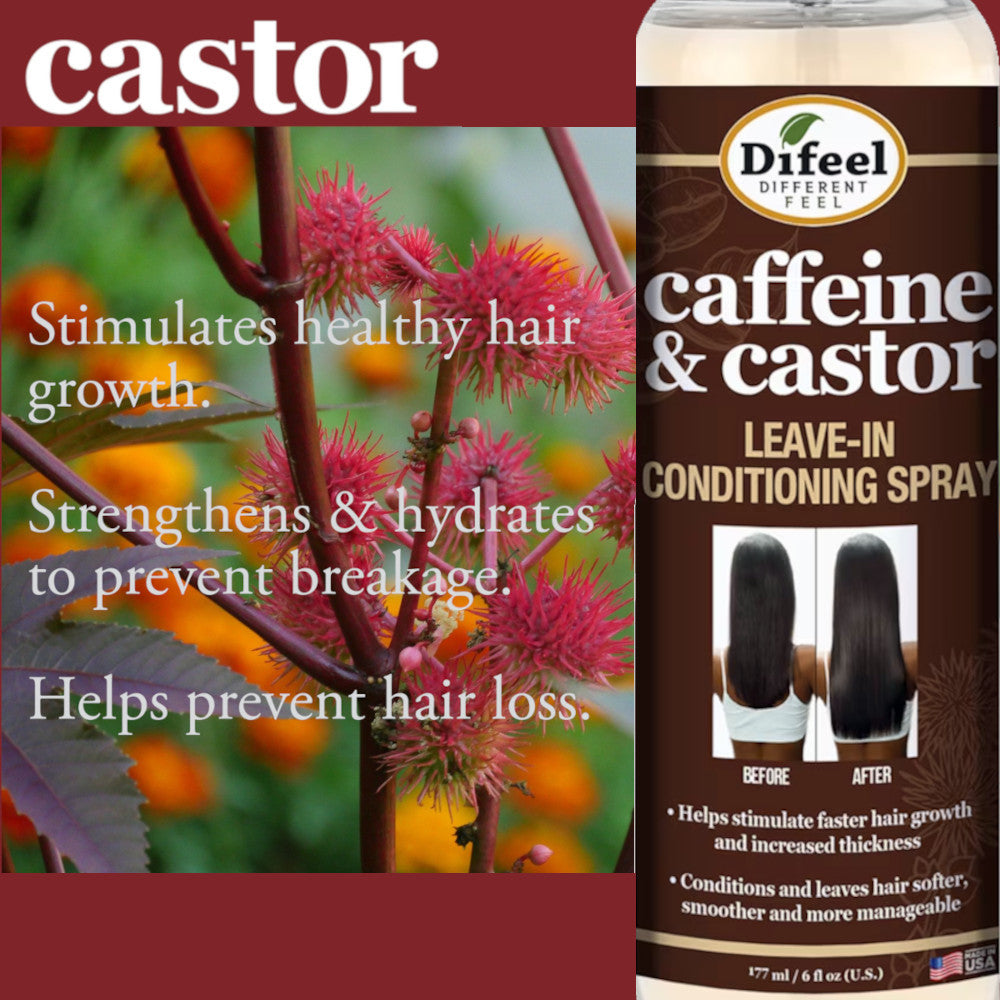 Difeel Caffeine & Castor Leave-in Conditioning Spray 6 oz.