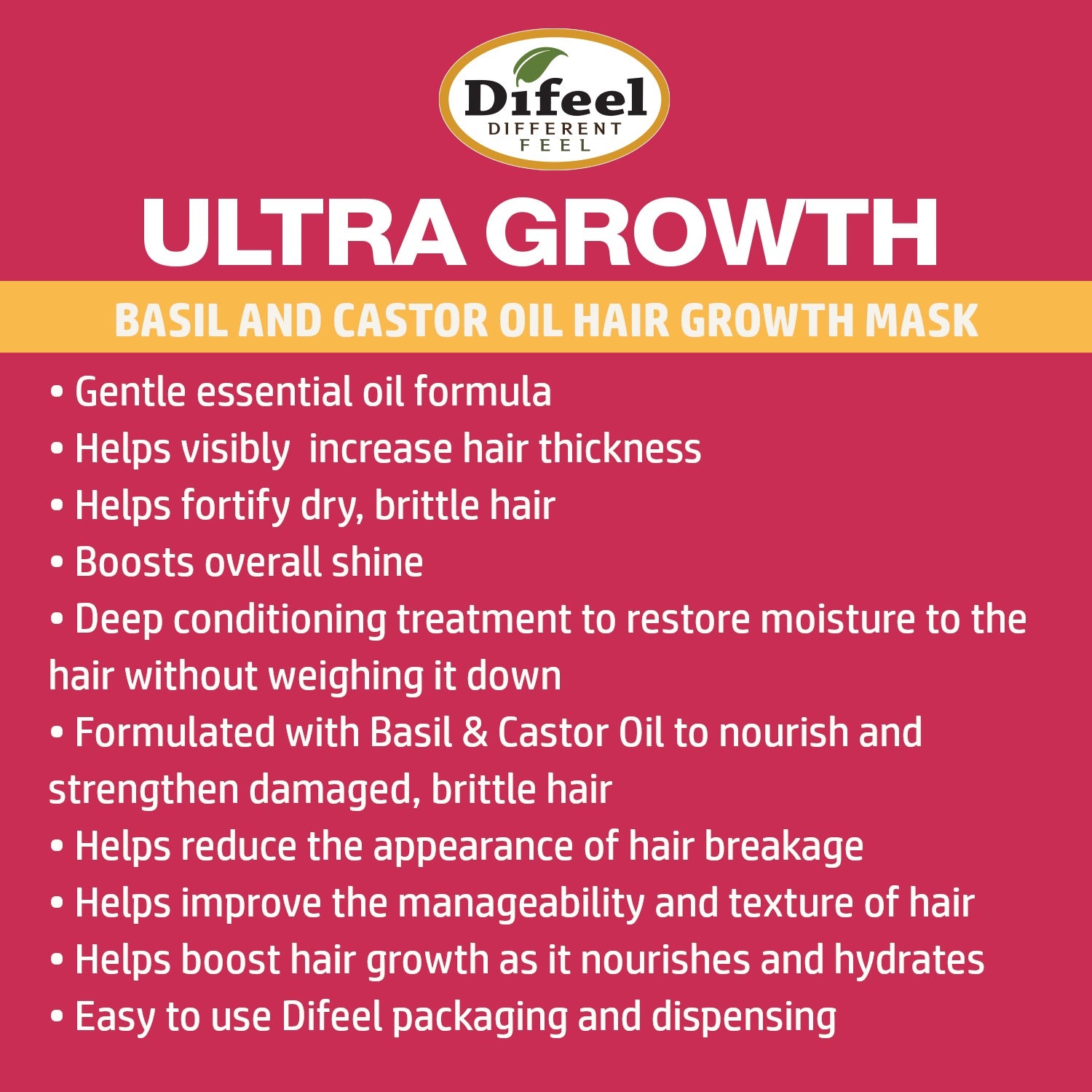 Difeel Ultra Growth Basil & Castor Oil Pro Growth Hair Mask 12 oz.