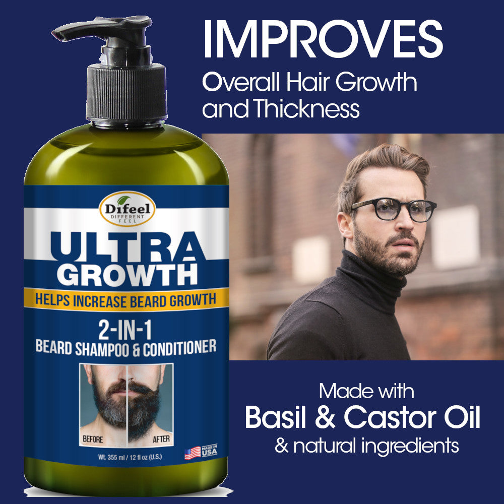 Difeel Ultra Growth 2-in-1 Beard Shampoo & Conditioner 12 oz.