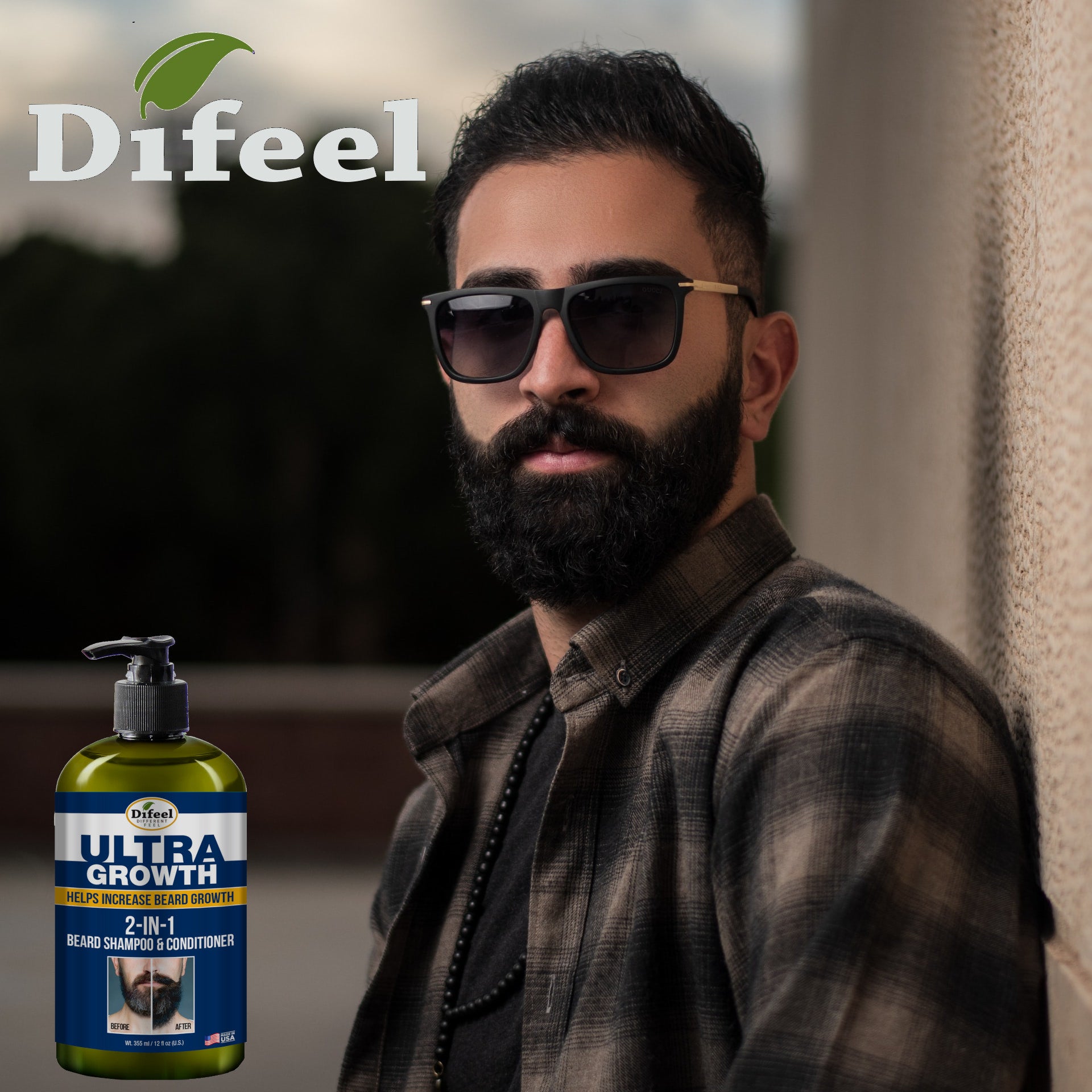 Difeel Ultra Growth 2-in-1 Beard Shampoo & Conditioner 12 oz.