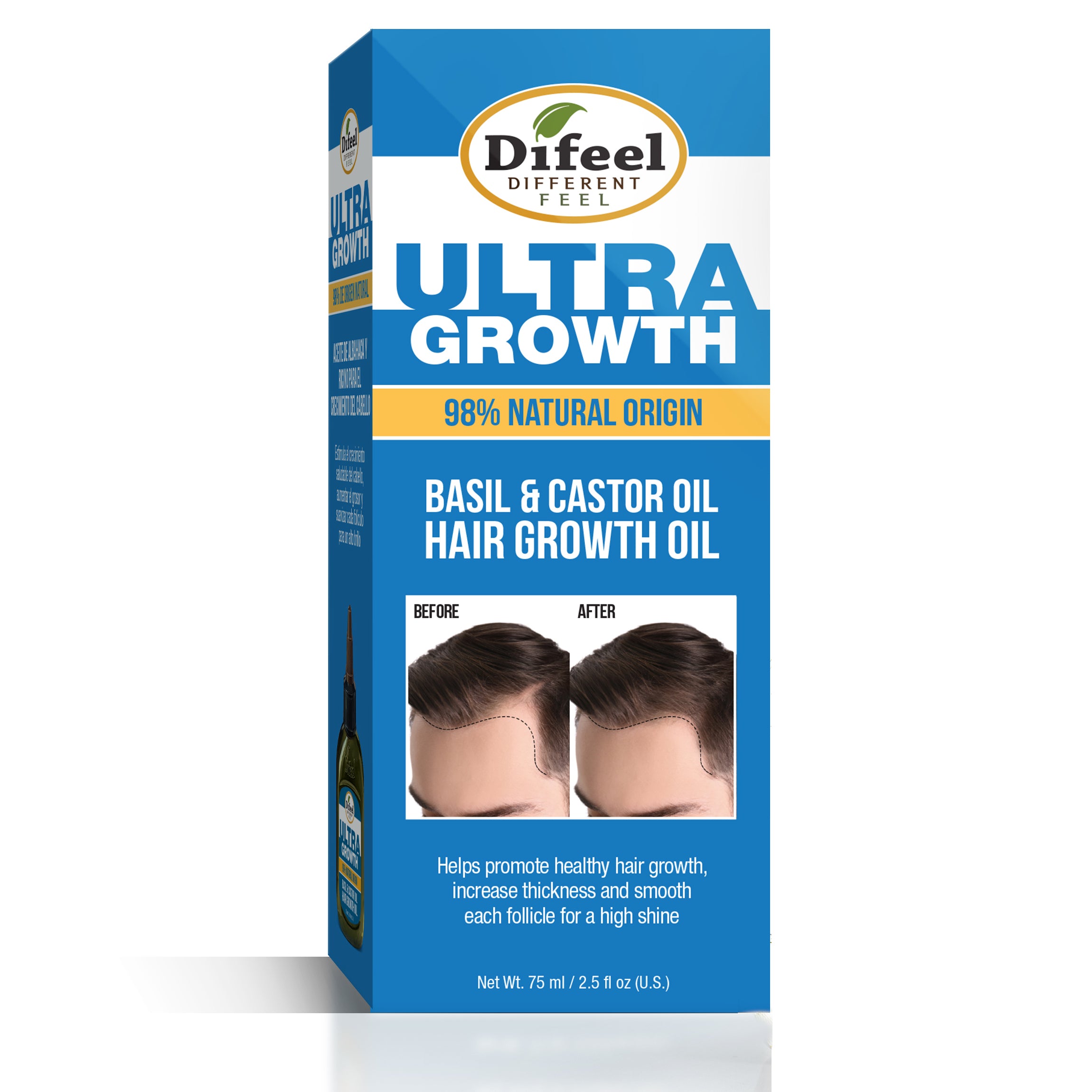 Difeel MENS Ultra Growth Basil & Castor Hair Growth Oil 2.5 oz.