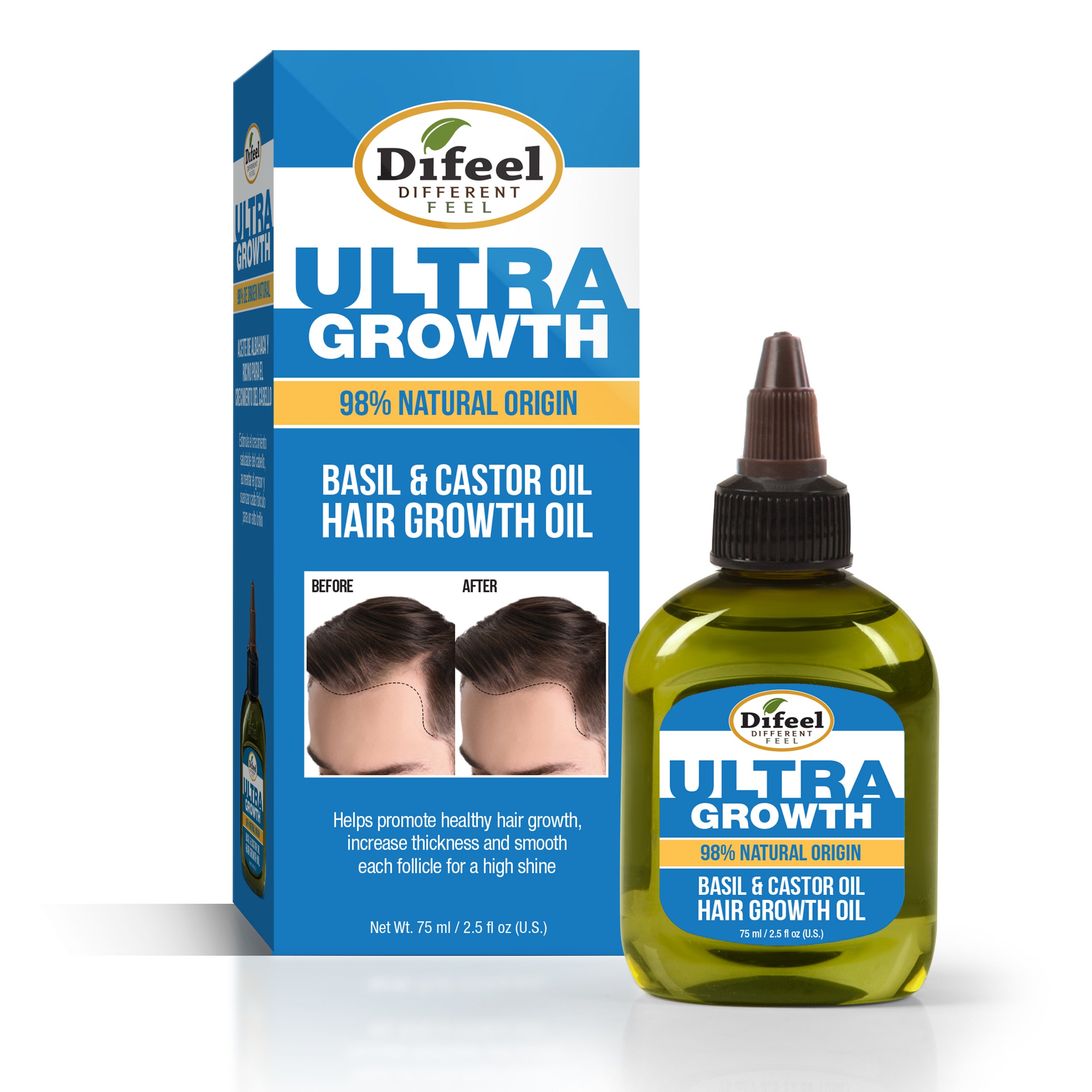 Difeel MENS Ultra Growth Basil & Castor Hair Growth Oil 2.5 oz.