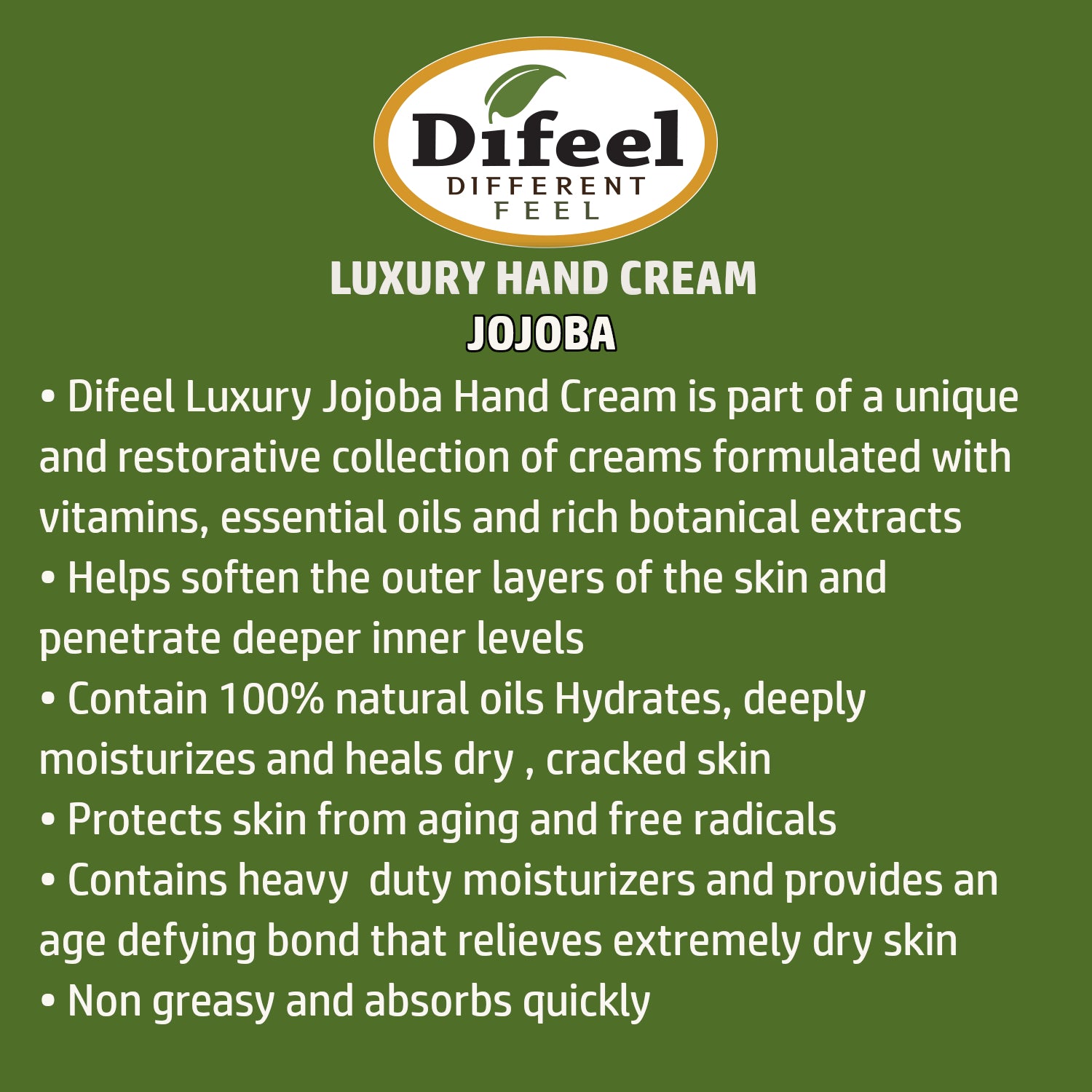 Difeel Luxury Moisturizing Hand Cream - Jojoba 1.4 oz.