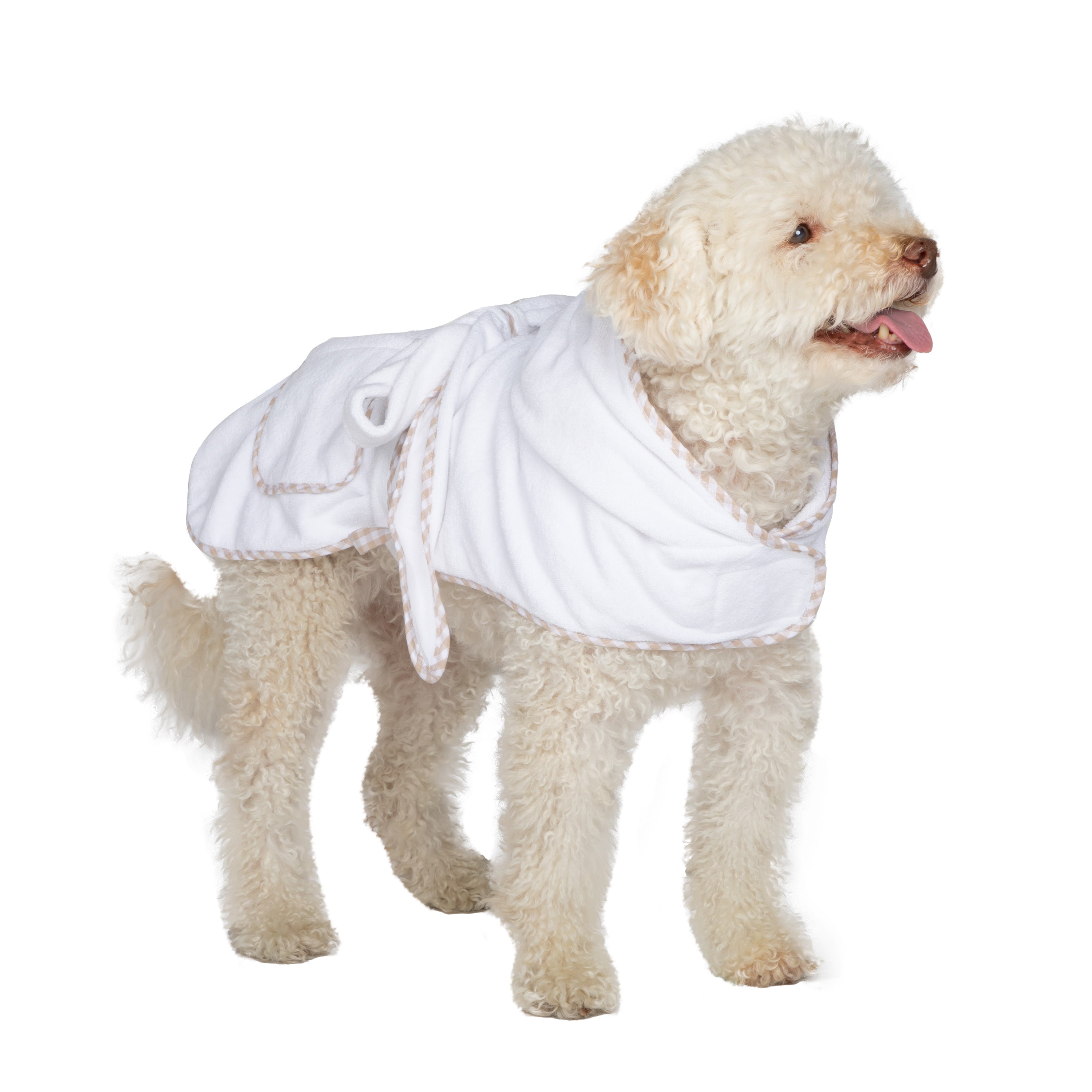 Gingham Trim Dog Robe