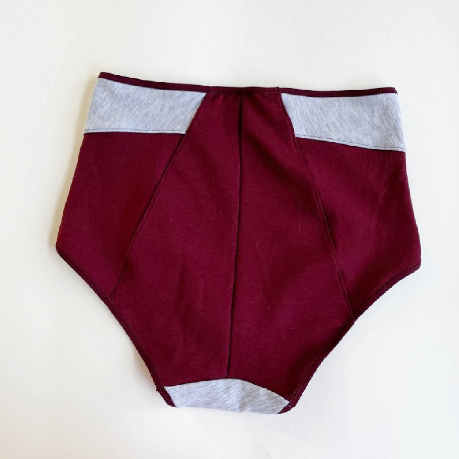 Grey Dark Red Organic cotton french brief | Made to measure