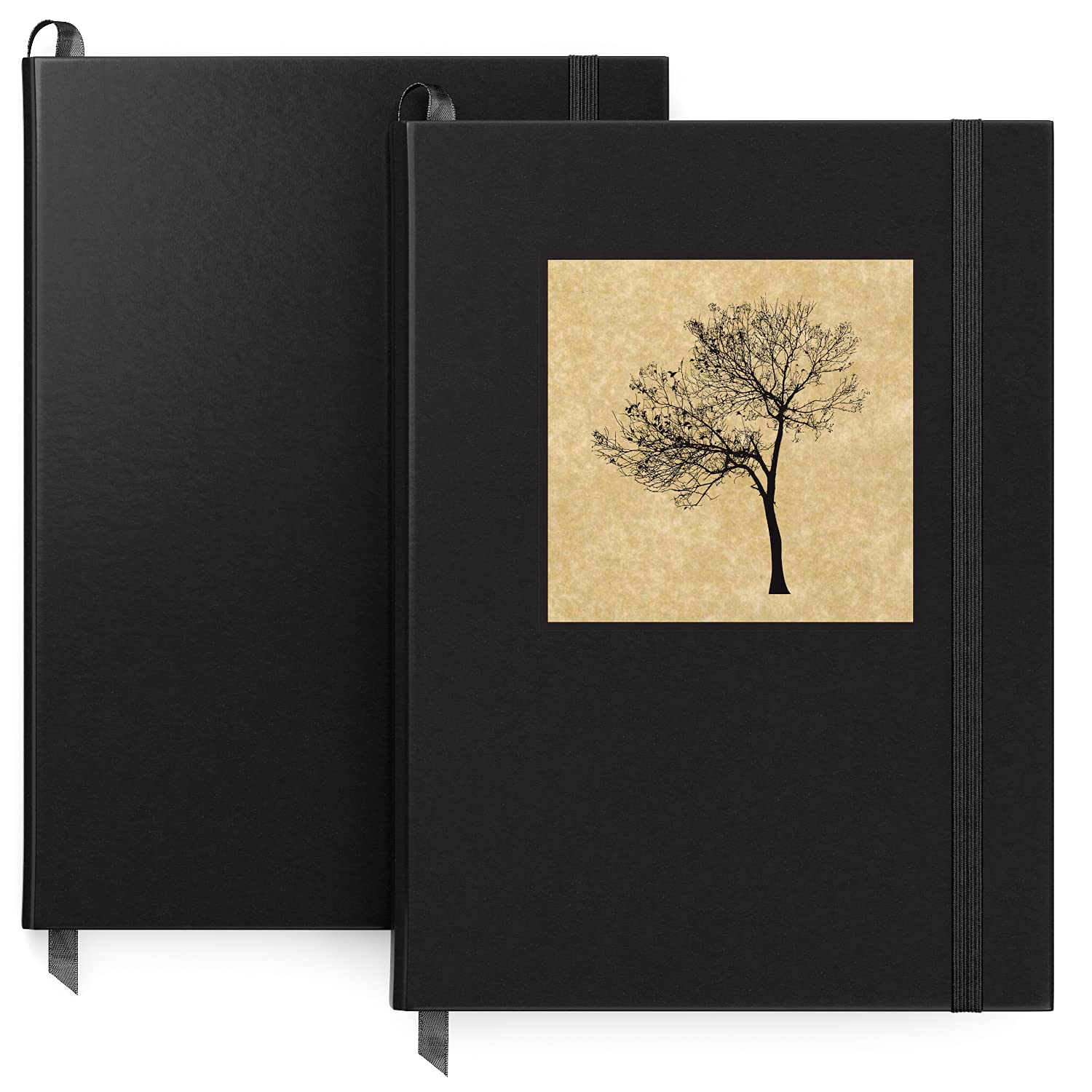 Arteza Sketch Journals, Tree & Solid Black Design - 2 Pack