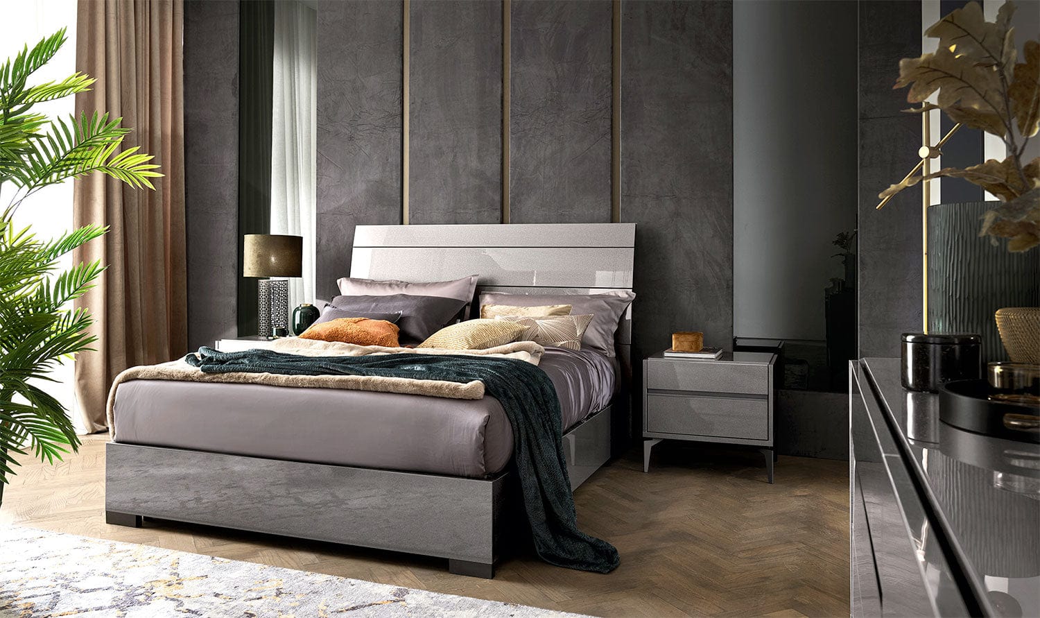 Graphite Platform Bed | Alf Italia