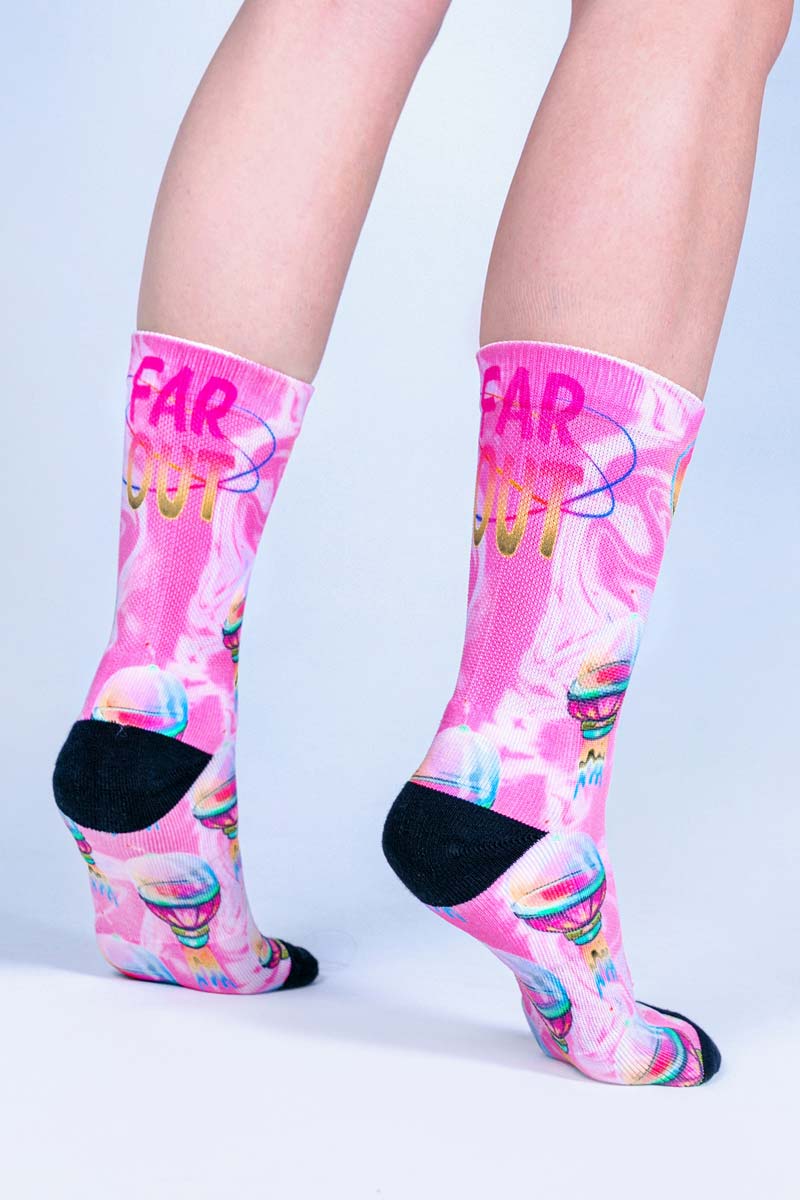 Pink Outer Space Crew Socks