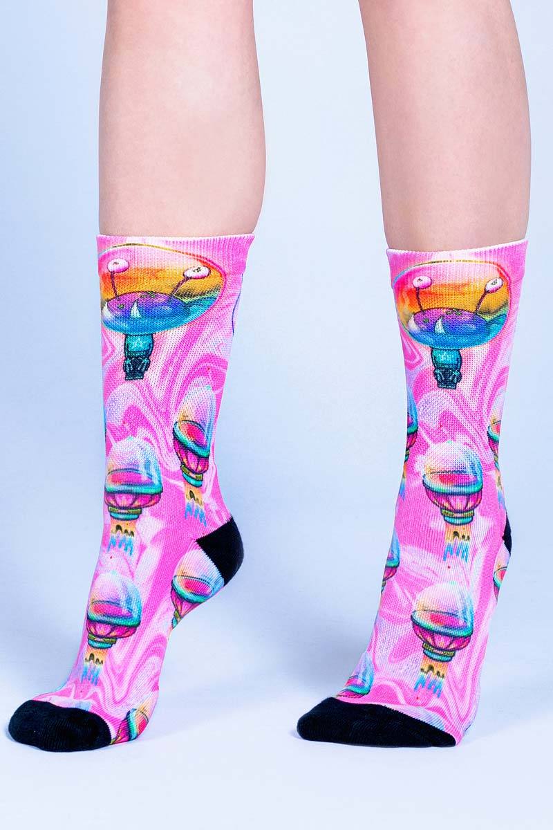Pink Outer Space Crew Socks