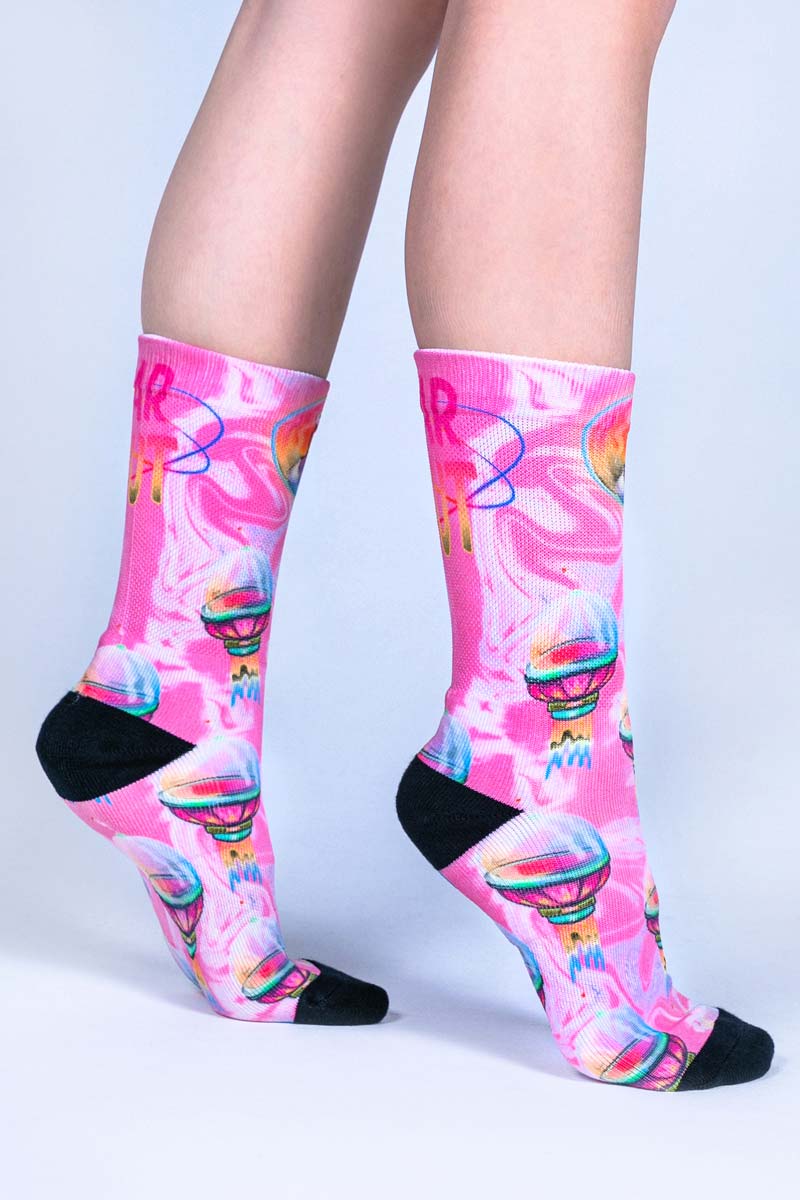 Pink Outer Space Crew Socks