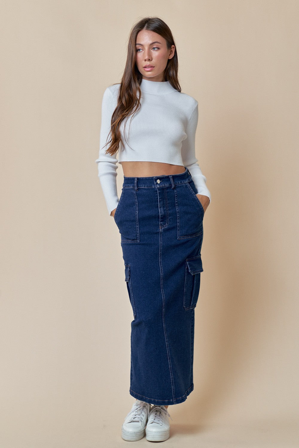 Stretch Denim Skirt