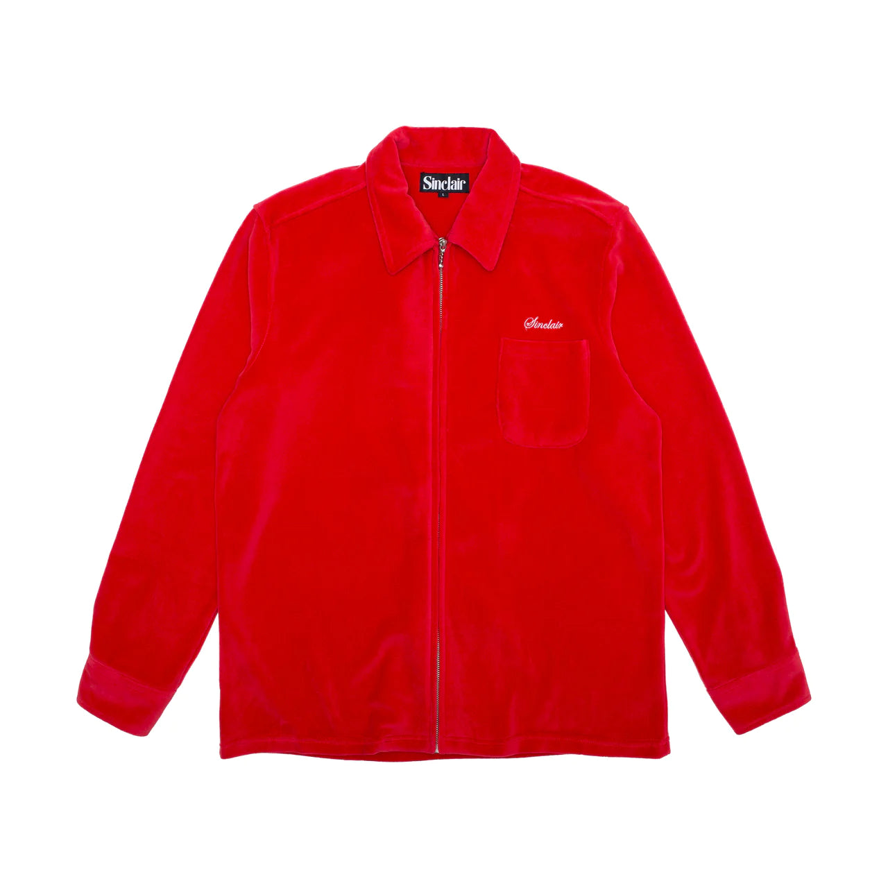 Sinclair Velour Zip Shirt Red