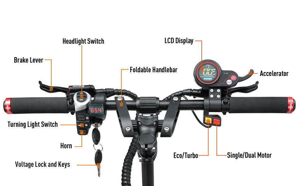 handlebar of Teewing X4 5600W Dual Motor Electric Scooters