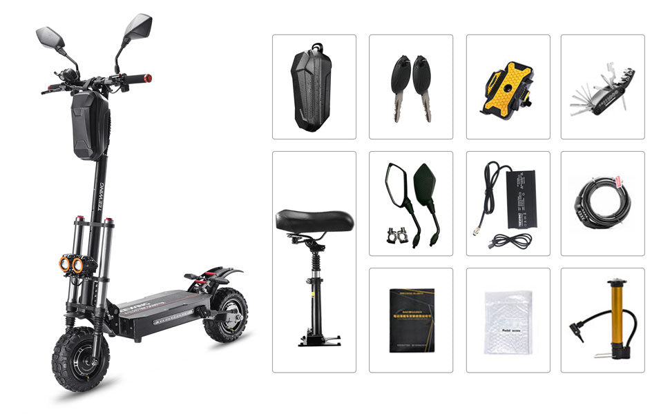 Packing List of Teewing X4 5600W Dual Motor E Scooters for Adults