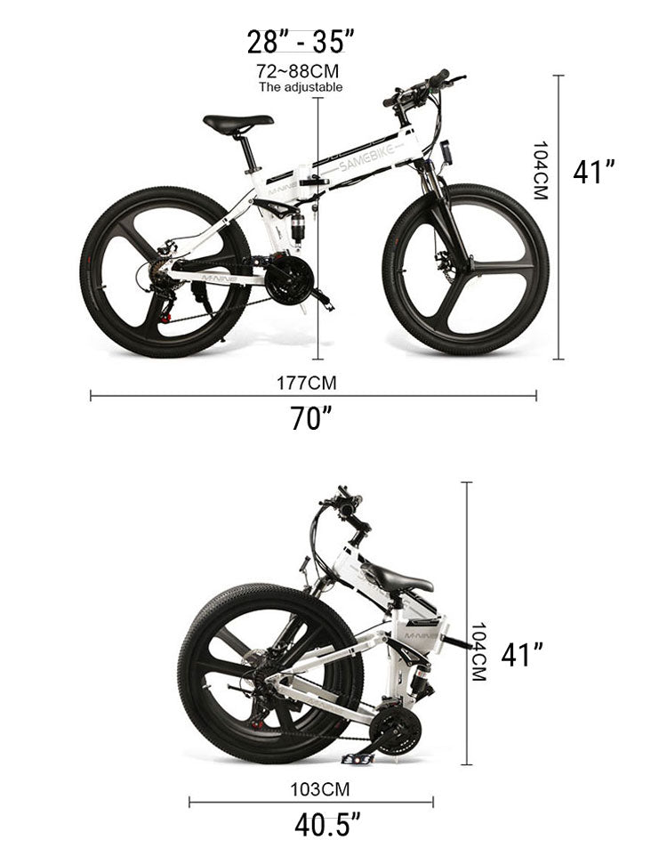 Geometry of SAMEBIKE-LO26-26-Inch-48V-500W-Foldable-Electric-Bike