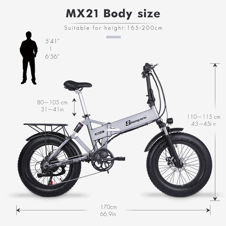 Shengmilo MX21 Folding Electric Bike 48v 500W 20 Inch Fat Tire 18