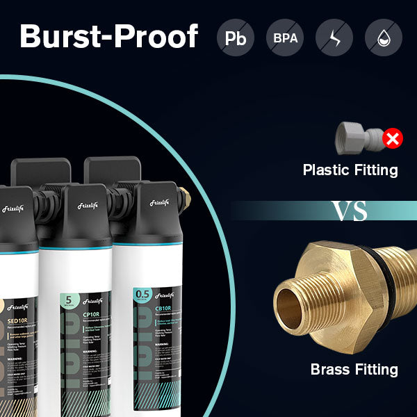 Frizzlife Système de filtre à eau sous évier SW10, certifié NSF/ANSI 53 et  42, réduit 99,99% de plomb, chlore, mauvais goût et odeur, connexion  directe sous le comptoir, haute capacité, 0,5 microns 