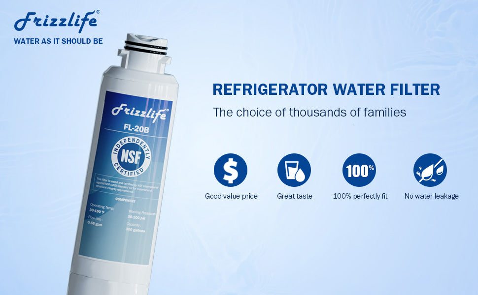 Frizzlife Inline Water Filter System for Refrigerator, Ice Maker, Under Sink, Certified 0.5 Micron, MS99