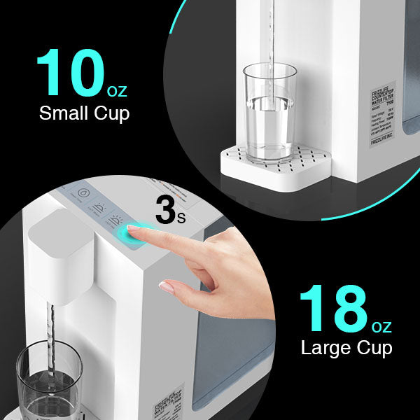 Frizzlife T900 Countertop Water Filtration System, Instant Hot Water Filter Dispenser, 4 Temperatures, Large Capacity, High Temp Safety Lock