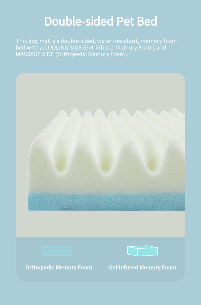Memory Foam Pet Mat Square Mat Grey Jumbo Plus 50‘’ * 34‘’ * 5‘’ [5-7 Days U.S. Shipping]