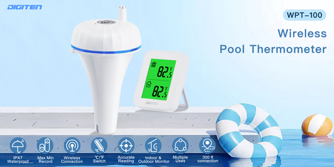 INKBIRD Floating Digital Pool Thermometer Indoor Outdoor Thermometer IPX7  Waterproof for Swimming Pool,Bath Water,Spas,Aquariums