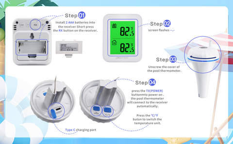 DIGITEN WPT-100 Swimming Pool Thermometer, Wireless Floating Pool Ther