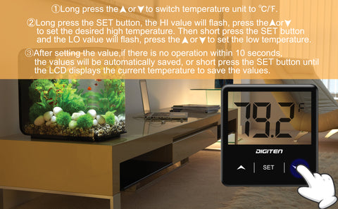 PIPER Aquarium Digital Thermometer for Fish Tank Water Temperature Aquarium  Thermometer