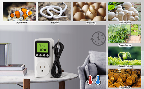 DIGITEN Temperature Controller Day/Night Temperature Controlled Outlet  Reptile Thermostat Timer Greenhouse Thermostat with Timer - AliExpress