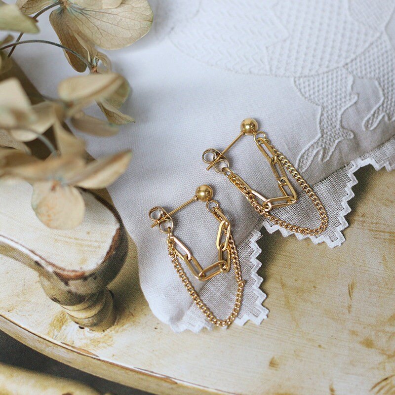 Gail Gold Chain Threader Earrings