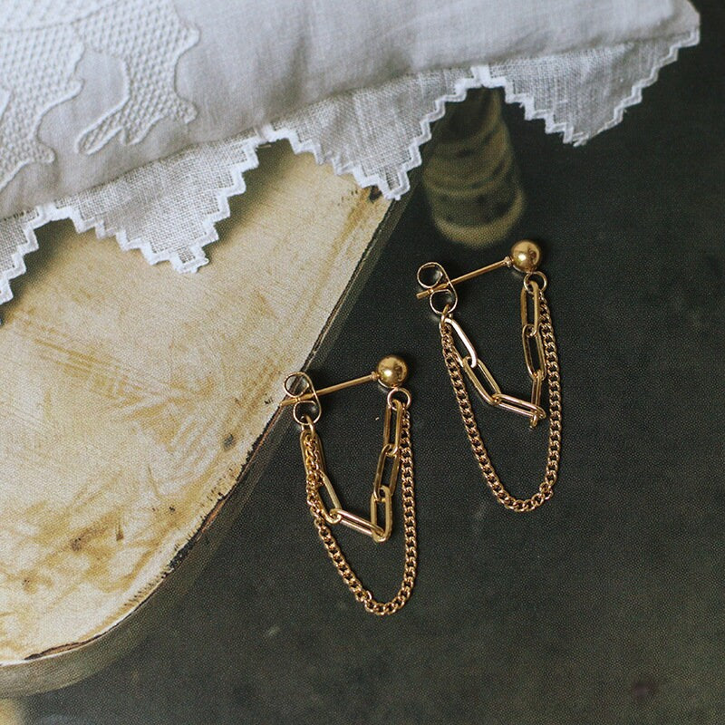 Gail Gold Chain Threader Earrings