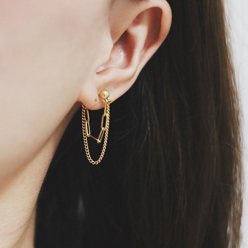Gail Gold Chain Threader Earrings