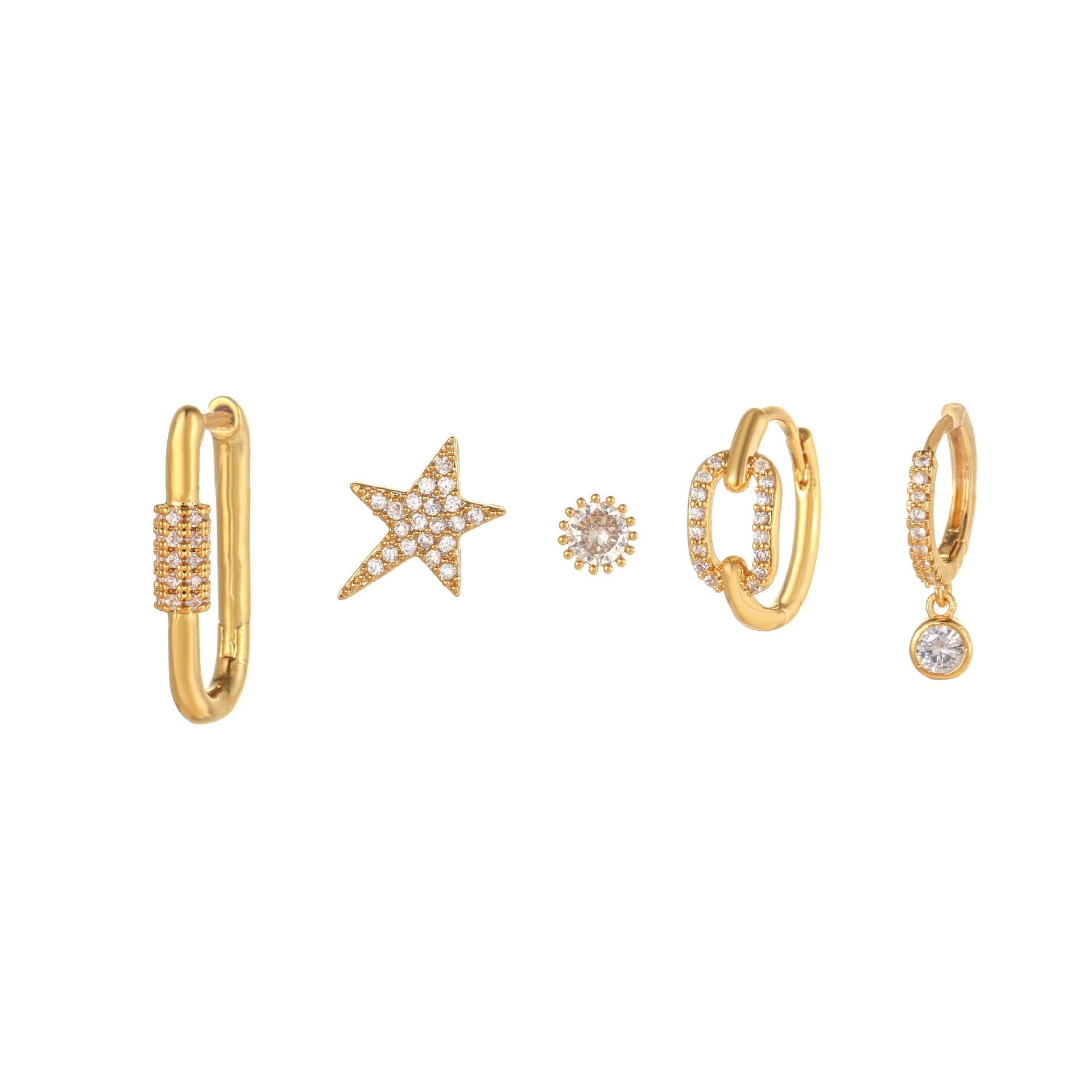 Gold Celestial Stud Earrings Sets