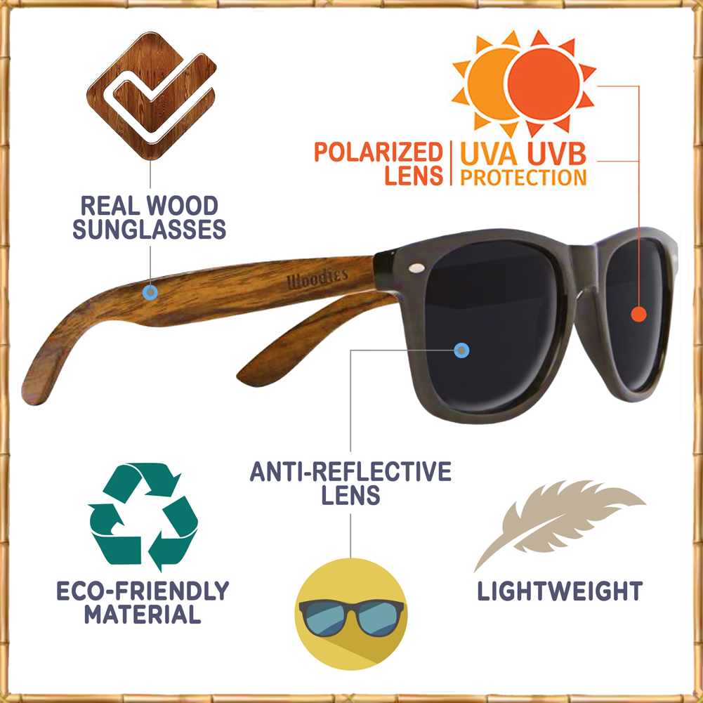 Bamboo Wood Sunglasses with Blue Mirror Polarized Lens