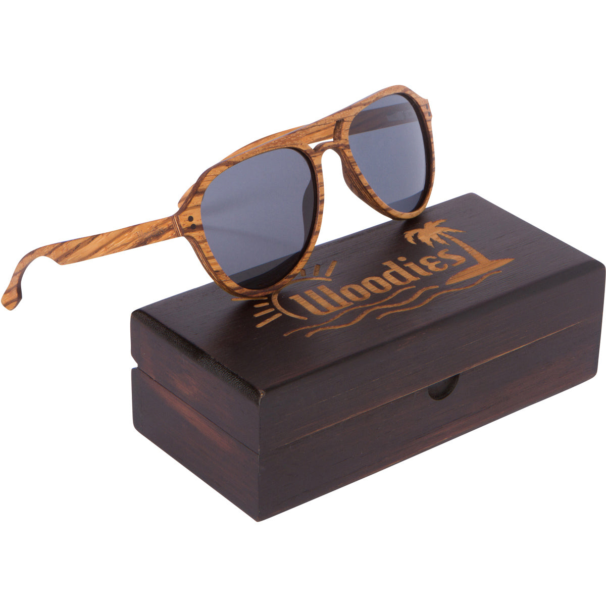 Full Zebra Wood Top Gun Sunglasses