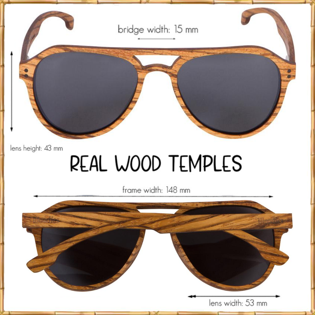 Full Zebra Wood Top Gun Sunglasses