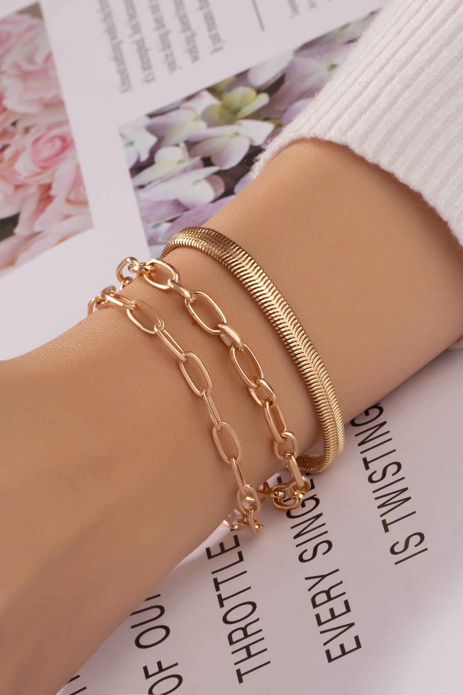 Herringbone Chain Bracelet Set